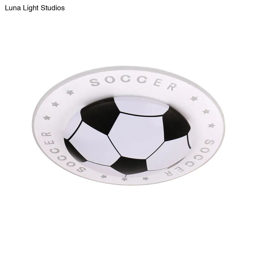 LED Plafondlamp Voetbal Kinderkamer 42cm Zwart Blauw Acryl Plafondspot Sportief Jongenskamer Verlichting | Sansoti