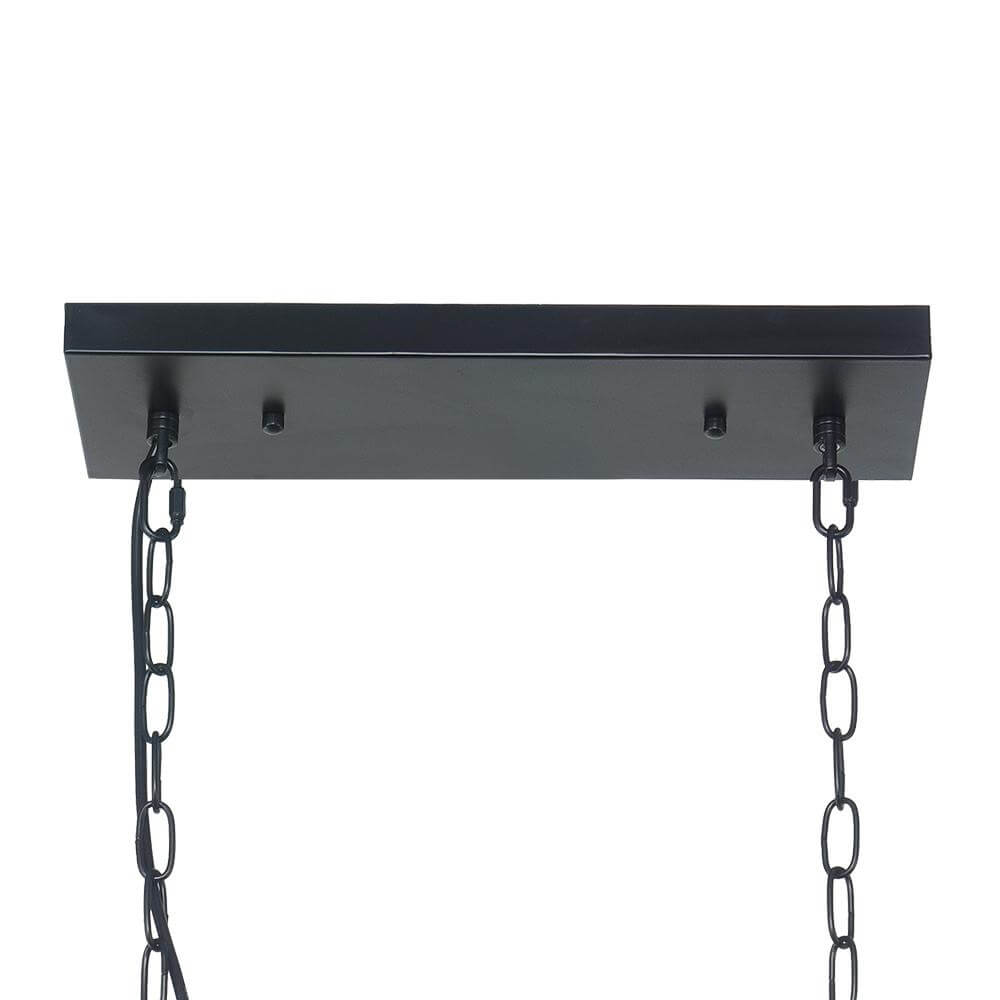 Luxury rectangular crystal pendant lamp black for kitchen island and dining table with 5 light points | Sansoti