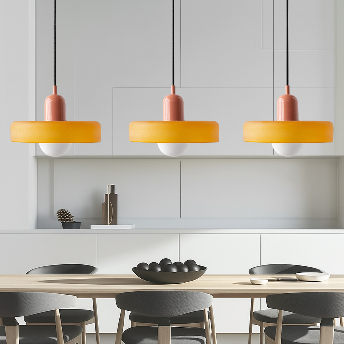 3-kops Bauhaus hanglamp glas G9 warm wit eetkamer verlichting modern design plafondlamp gekleurd glas | Sansoti