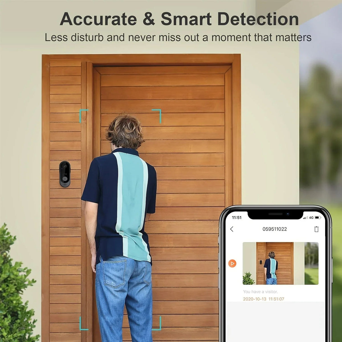Sonnette vidéo sans fil avec caméra HD, vision nocturne, audio bidirectionnel, résistance aux intempéries IP65, stockage cloud gratuit | Sansoti
