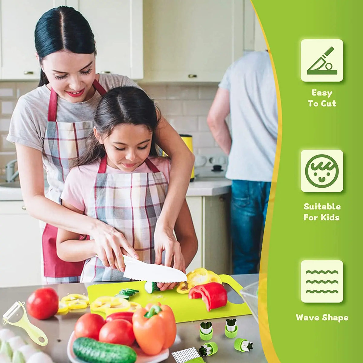 Children's Kitchen Set With Safe Knives And Cutting Tools For Cooking Together | Sansoti