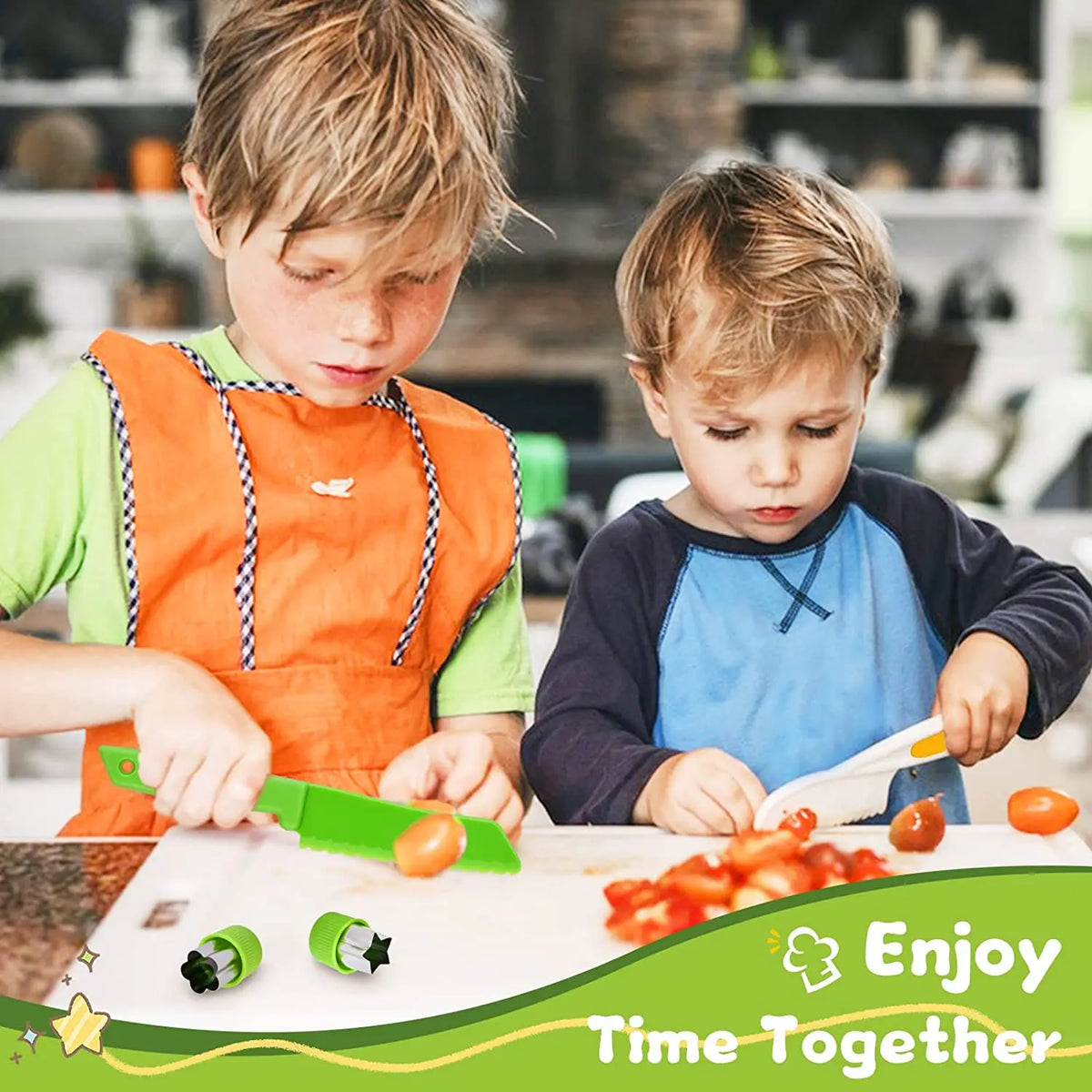 Children's Kitchen Set With Safe Knives And Cutting Tools For Cooking Together | Sansoti
