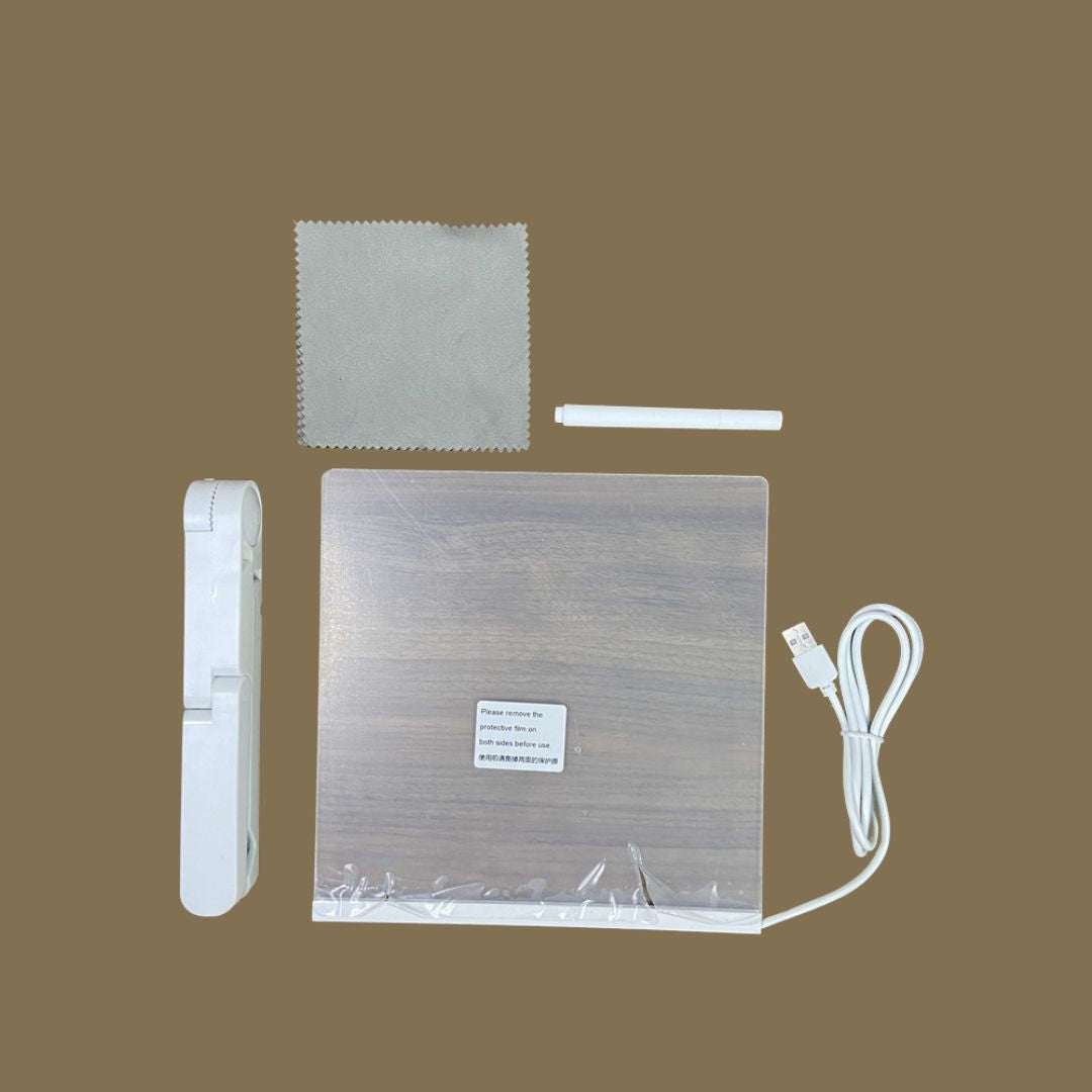 LED-Schreibtafel Kinder Leuchtendes Zeichenbrett USB 20x20cm mit Markern | Sansoti