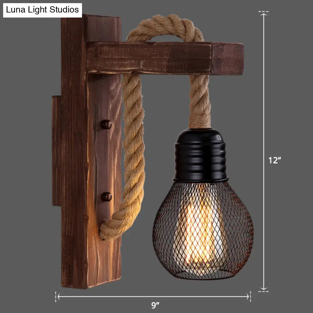 Holz-Wandleuchte mit Seilarm und Glaslaterne – Skandinavische Atmosphäre für Schlafzimmer und Flur | Sansoti