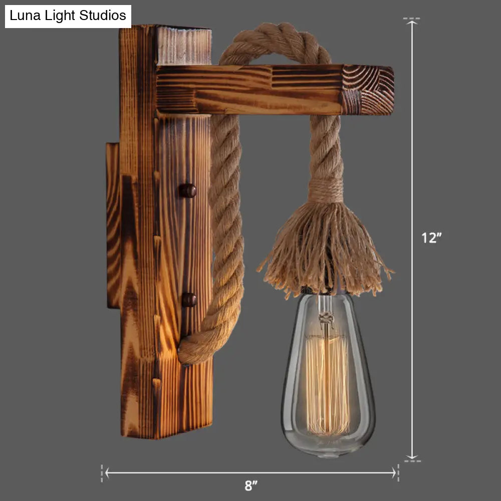 Holz-Wandleuchte mit Seilarm und Glaslaterne – Skandinavische Atmosphäre für Schlafzimmer und Flur | Sansoti