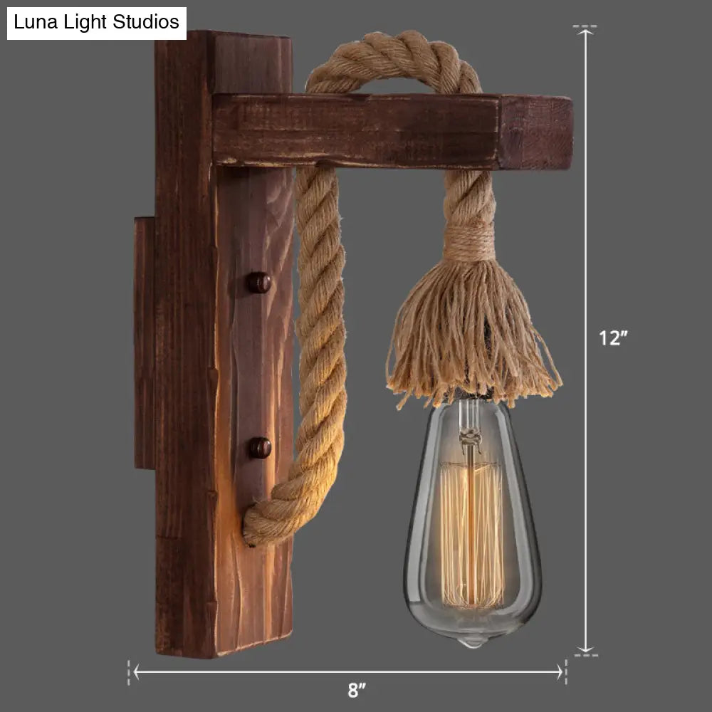 Holz-Wandleuchte mit Seilarm und Glaslaterne – Skandinavische Atmosphäre für Schlafzimmer und Flur | Sansoti