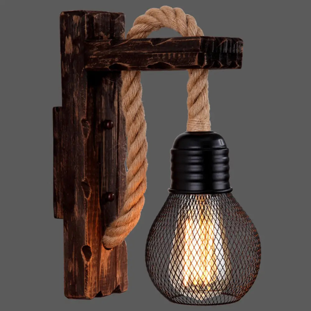 Holz-Wandleuchte mit Seilarm und Glaslaterne – Skandinavische Atmosphäre für Schlafzimmer und Flur | Sansoti