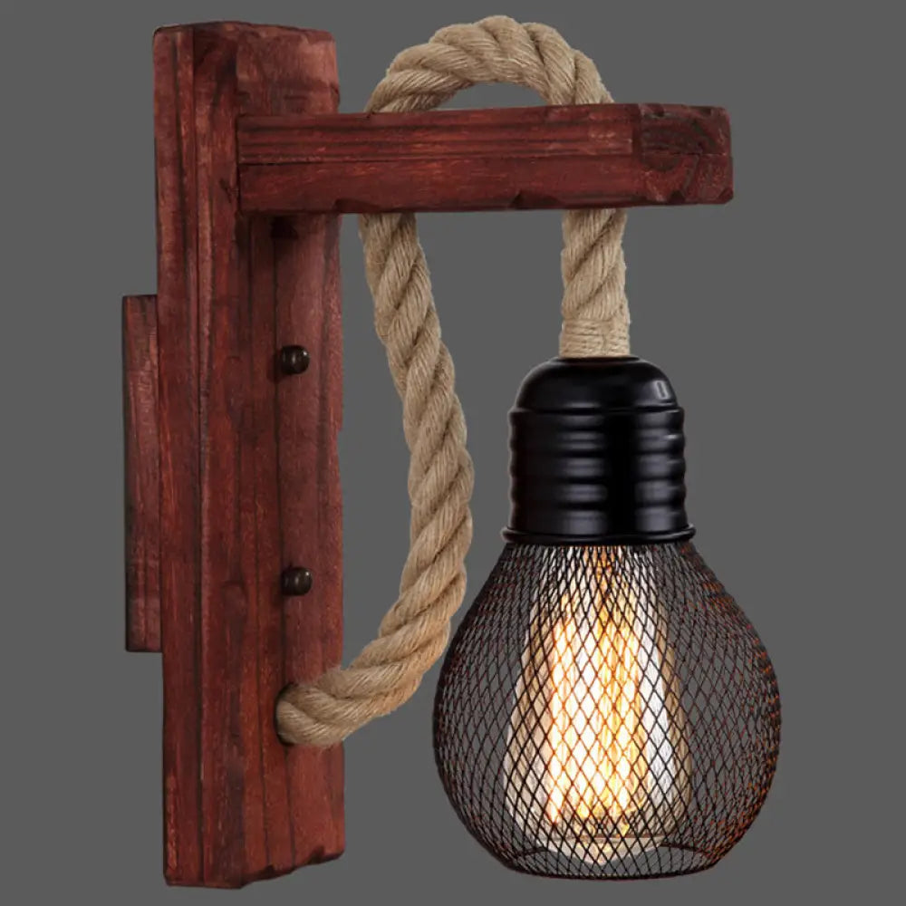 Holz-Wandleuchte mit Seilarm und Glaslaterne – Skandinavische Atmosphäre für Schlafzimmer und Flur | Sansoti