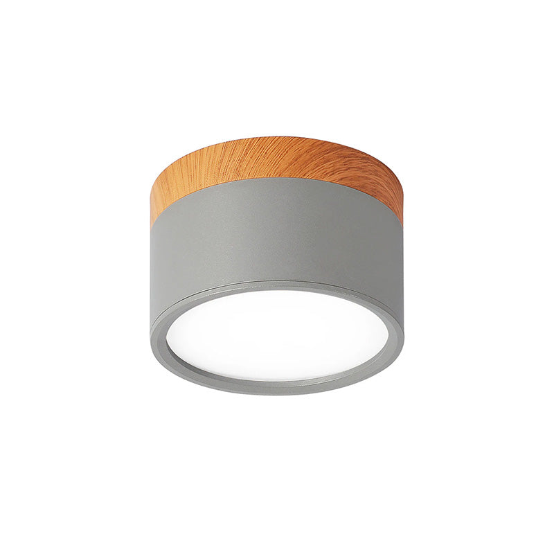 Plafonnier rond moderne en aluminium avec accents en bois et LED, éclairage scandinave pour entrée, salle à manger et salon | Sansoti