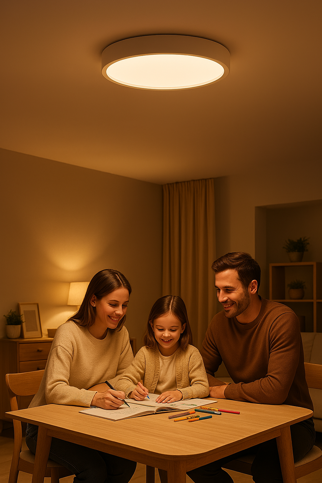 Round LED Ceiling Lamp Minimalist Design Warm Light Energy Efficient Living Room Bedroom Office Lighting Modern Interior | Sansoti