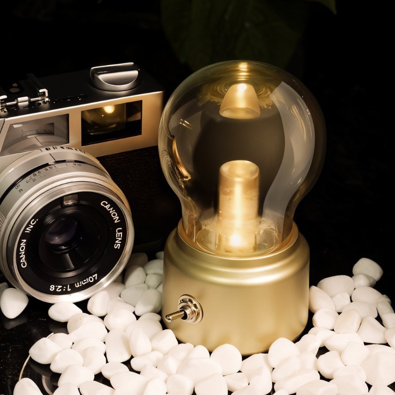 Lampe de table vintage avec recharge USB et lumière chaleureuse d’ambiance | Sansoti