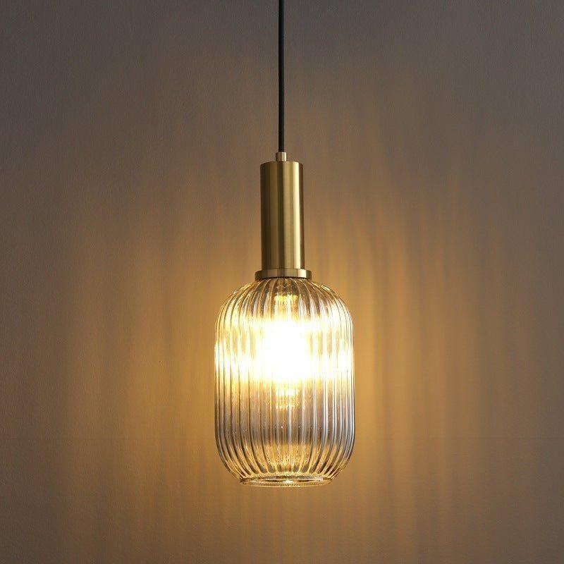 Hanglamp Ribbelglas Vintage 1-Lichts Goud E27 | Sansoti