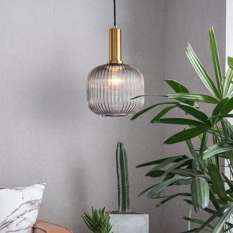 Hanglamp Ribbelglas Vintage 1-Lichts Goud E27 | Sansoti