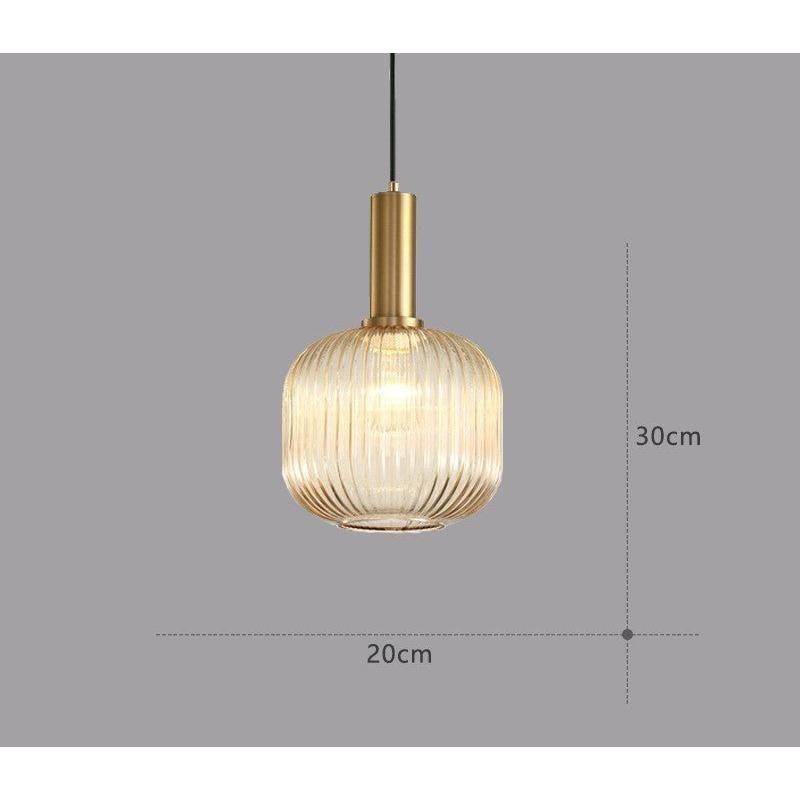 Hanglamp Ribbelglas Vintage 1-Lichts Goud E27 | Sansoti