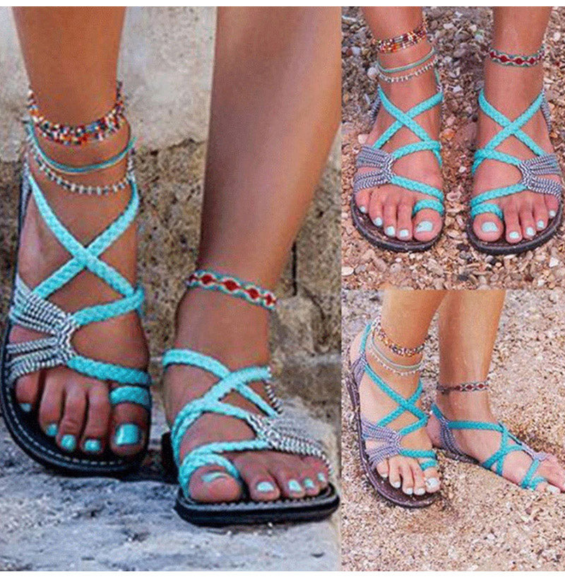 Flat Women's Summer Sandals Lightweight Flexible Comfortable Slip-On Shock-Absorbing Casual Trendy Beach Sandals | Sansoti