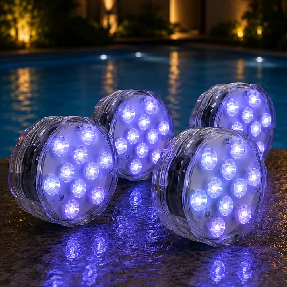 Underwater RGB LED Light in 10 Colors with Remote Control, Suction Cup for Pool, Pond, Aquarium, Decorative Lighting | Sansoti