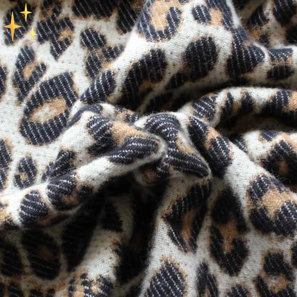 Gebreide Halsdoek Dierenprint Wolmix Wintersjaal Franjes Zachte Halswarmer Sjaal Winter Dames Accessoire | Sansoti