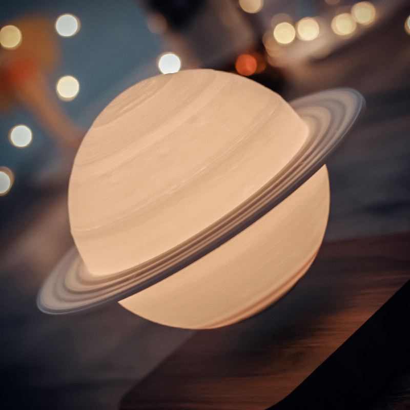 Schwebende Planetenlampe mit magnetischer Levitationstechnologie - rotierende Saturn-Nachtlampe mit verstellbarer Beleuchtung - Holzsockel mit 3D-Druck-Details für Wohnzimmer Schlafzimmer Schreibtischdekoration | Sansoti