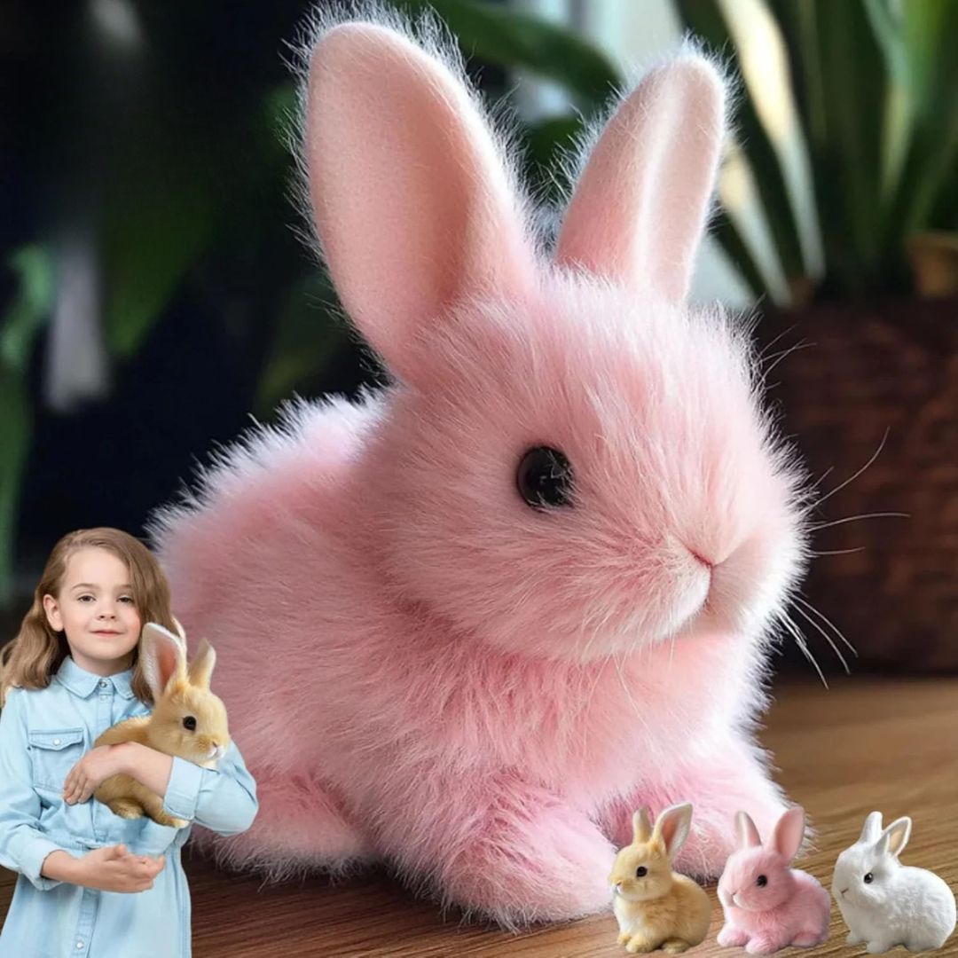 Interactive plush bunny synthetic fibers moving toy beige gift decoration realistic rabbit playmate | Sansoti
