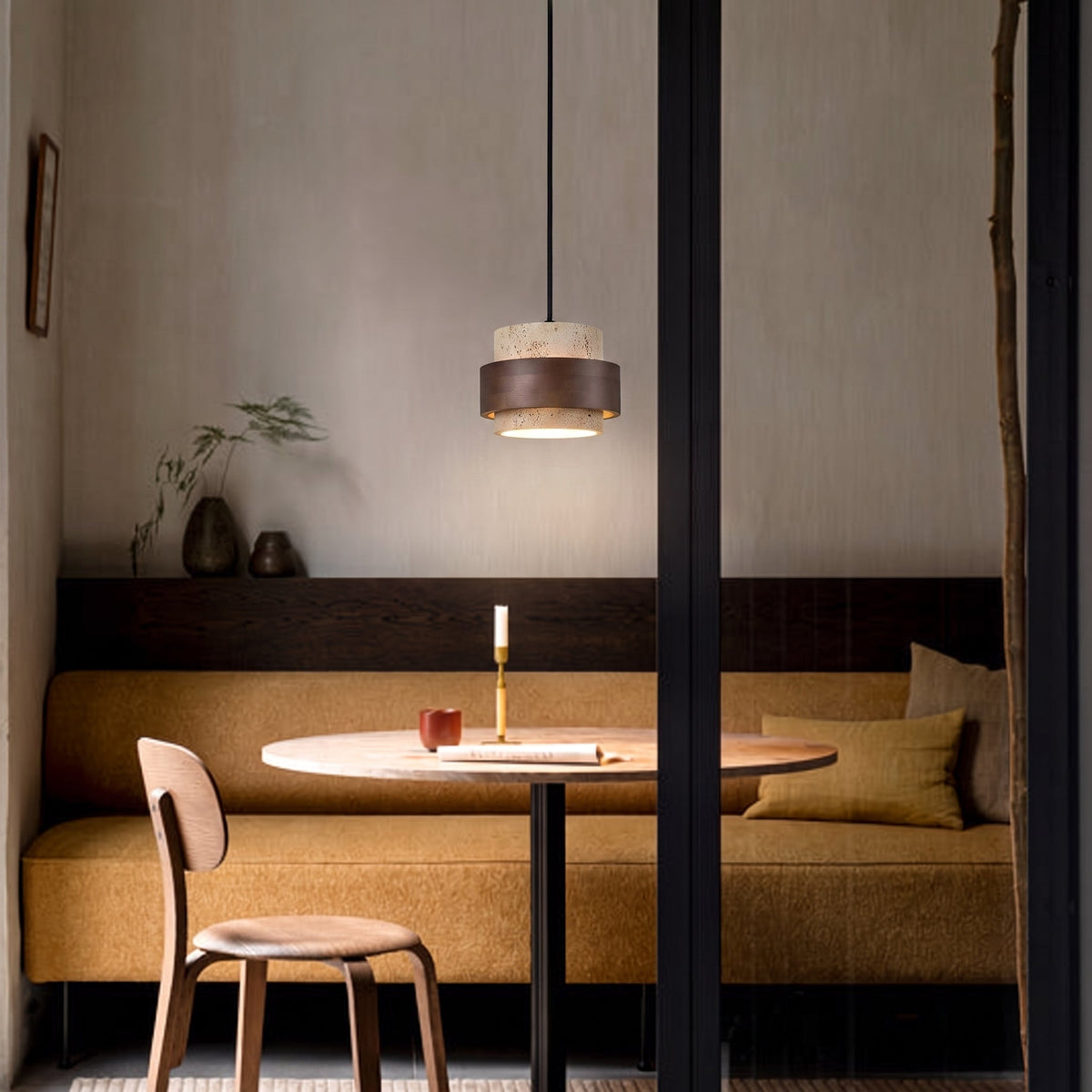 Hängeleuchte Naturstein Holz Wabi-Sabi-Stil Verstellbar Esszimmer Bar Küche Beleuchtung 1 2 3 4 Spots LED | Sansoti