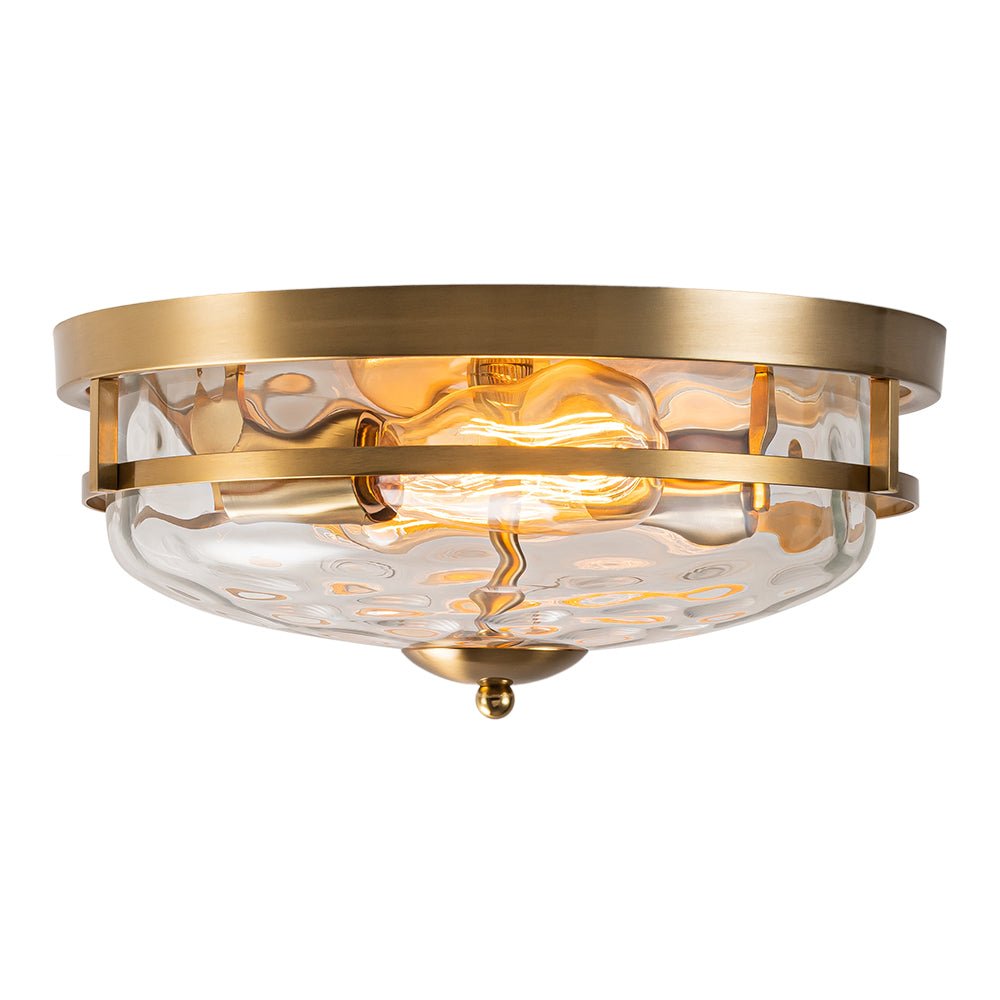 Glas-Deckenleuchte Rund Schwarz Gold Hammerschlagglas 33cm Wohnzimmer Schlafzimmer Aufputz Bauernhaus Eingang Esszimmer Badezimmer | Sansoti