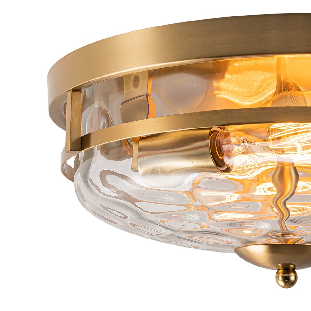 Glas-Deckenleuchte Rund Schwarz Gold Hammerschlagglas 33cm Wohnzimmer Schlafzimmer Aufputz Bauernhaus Eingang Esszimmer Badezimmer | Sansoti