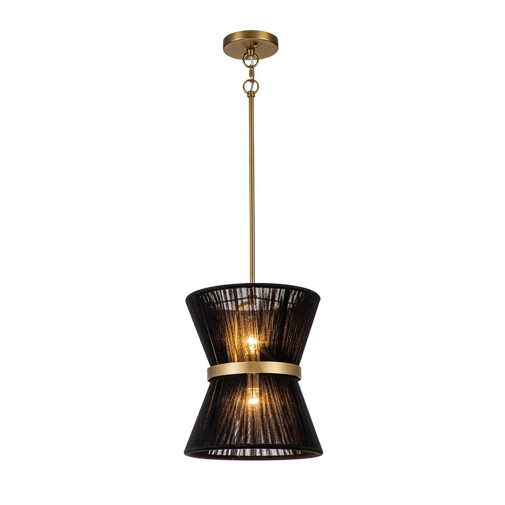 Hanglamp Touw Gevlochten Messing Beige Zwart Bohemian Drum Eetkamer Woonkamer Slaapkamer Entree Farmhouse Coastal Verstelbaar E26 E12 | Sansoti