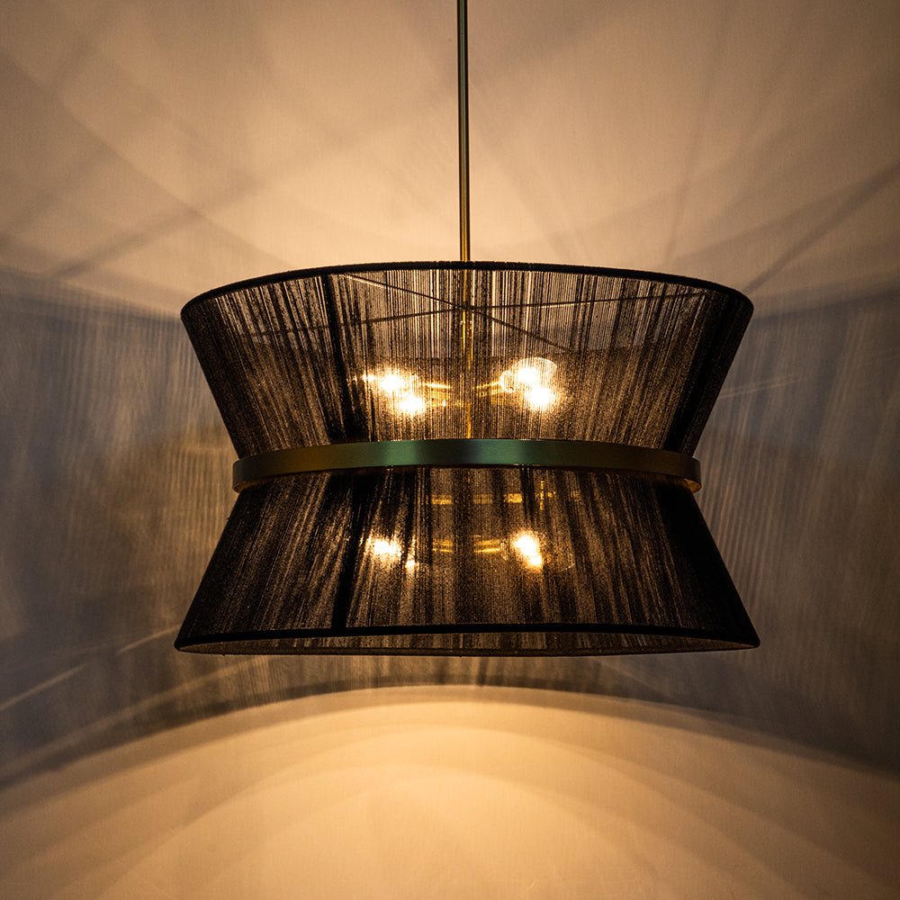 Hanglamp Touw Gevlochten Messing Beige Zwart Bohemian Drum Eetkamer Woonkamer Slaapkamer Entree Farmhouse Coastal Verstelbaar E26 E12 | Sansoti