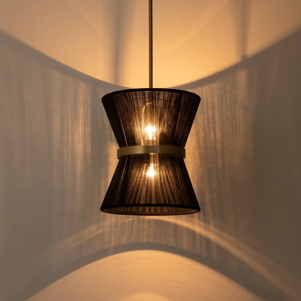 Hanglamp Touw Gevlochten Messing Beige Zwart Bohemian Drum Eetkamer Woonkamer Slaapkamer Entree Farmhouse Coastal Verstelbaar E26 E12 | Sansoti