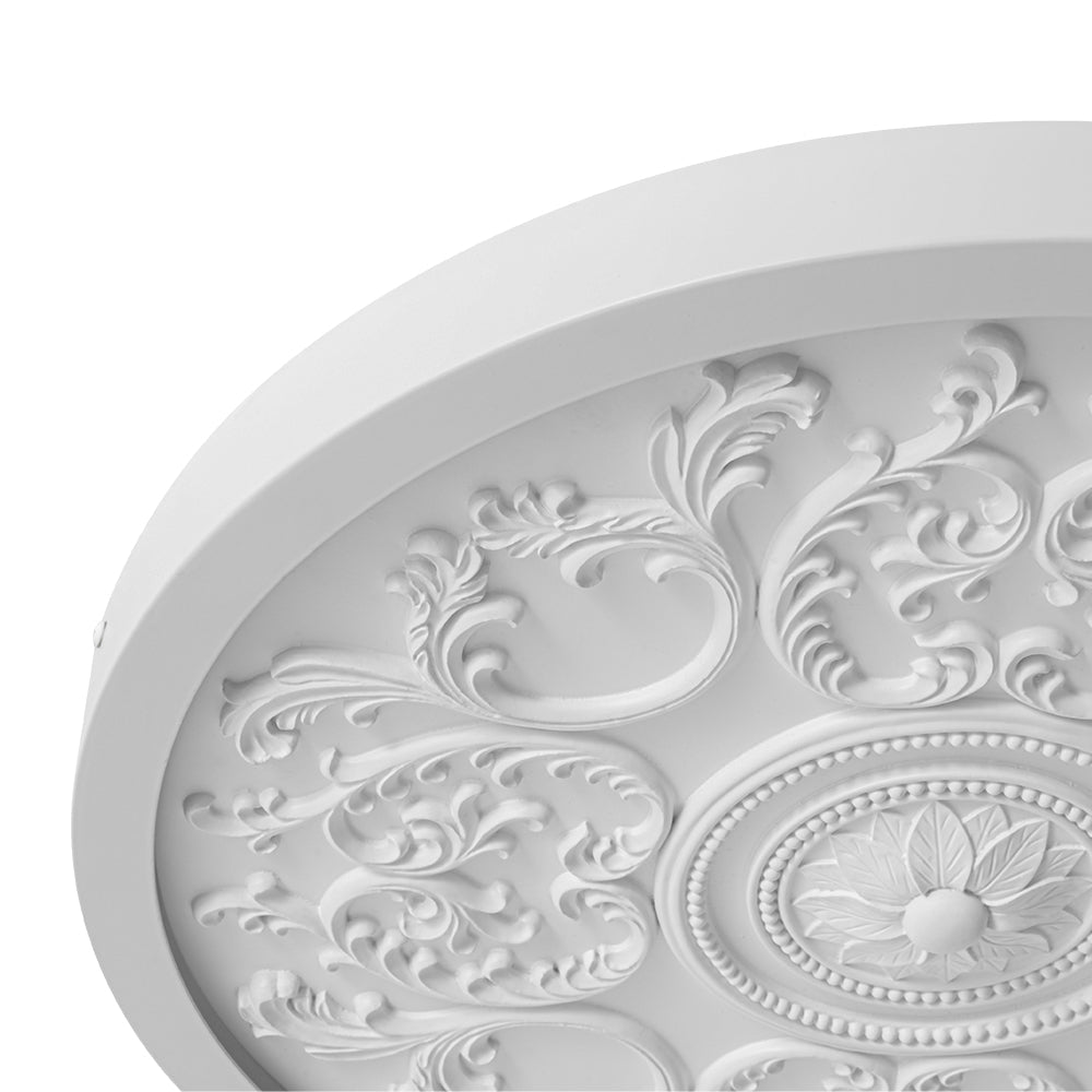LED Ceiling Lamp Round White 48.5cm Living Room Bedroom Dimmable Classic Ornament Medallion Flush Mount Hall Bathroom | Sansoti