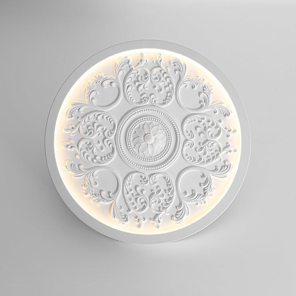 LED Ceiling Lamp Round White 48.5cm Living Room Bedroom Dimmable Classic Ornament Medallion Flush Mount Hall Bathroom | Sansoti