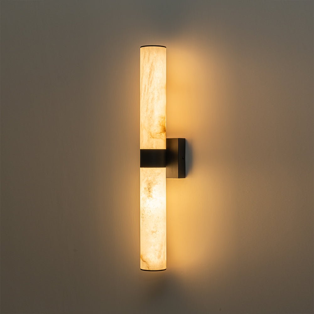 Linear LED Wall Lamp with Alabaster – Modern Bathroom Lighting in Brass or Black – 60cm Dimmable 3000K | Sansoti