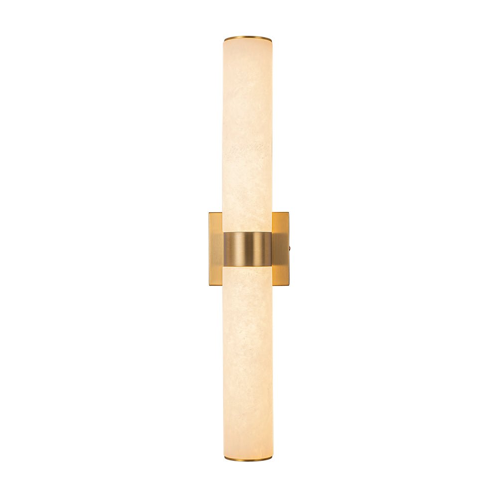 Linear LED Wall Lamp with Alabaster – Modern Bathroom Lighting in Brass or Black – 60cm Dimmable 3000K | Sansoti