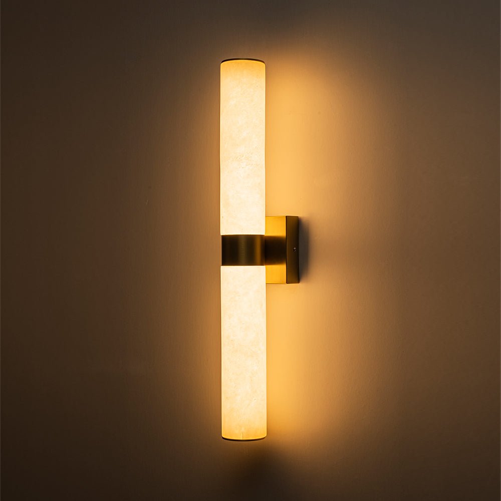 Linear LED Wall Lamp with Alabaster – Modern Bathroom Lighting in Brass or Black – 60cm Dimmable 3000K | Sansoti