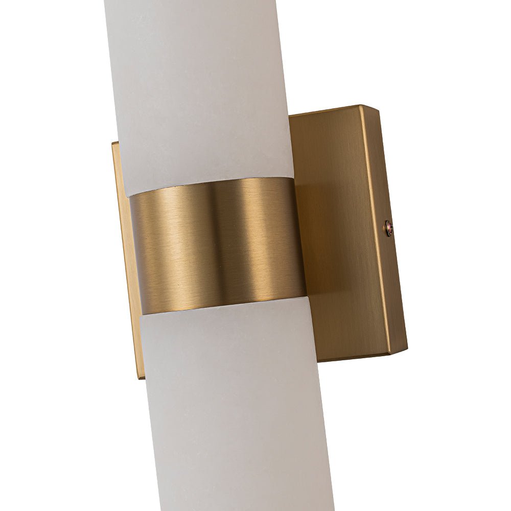Linear LED Wall Lamp with Alabaster – Modern Bathroom Lighting in Brass or Black – 60cm Dimmable 3000K | Sansoti