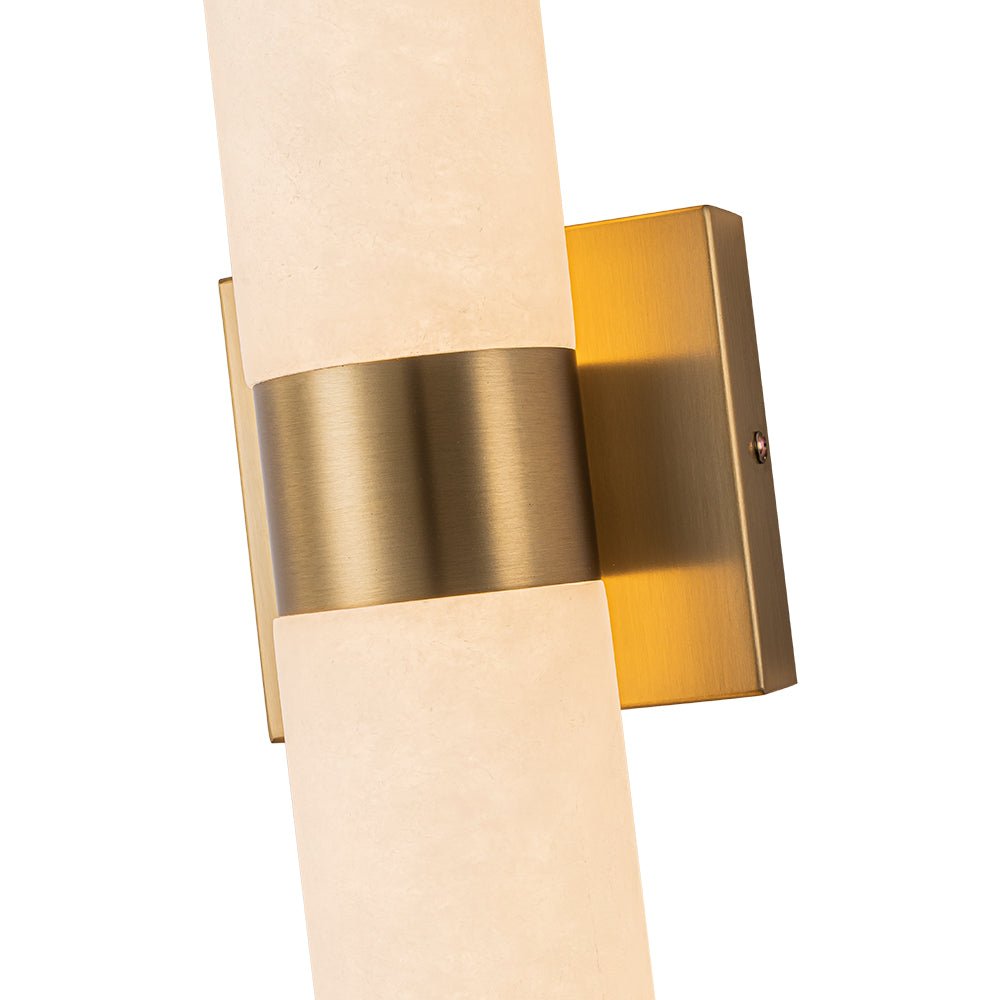 Linear LED Wall Lamp with Alabaster – Modern Bathroom Lighting in Brass or Black – 60cm Dimmable 3000K | Sansoti