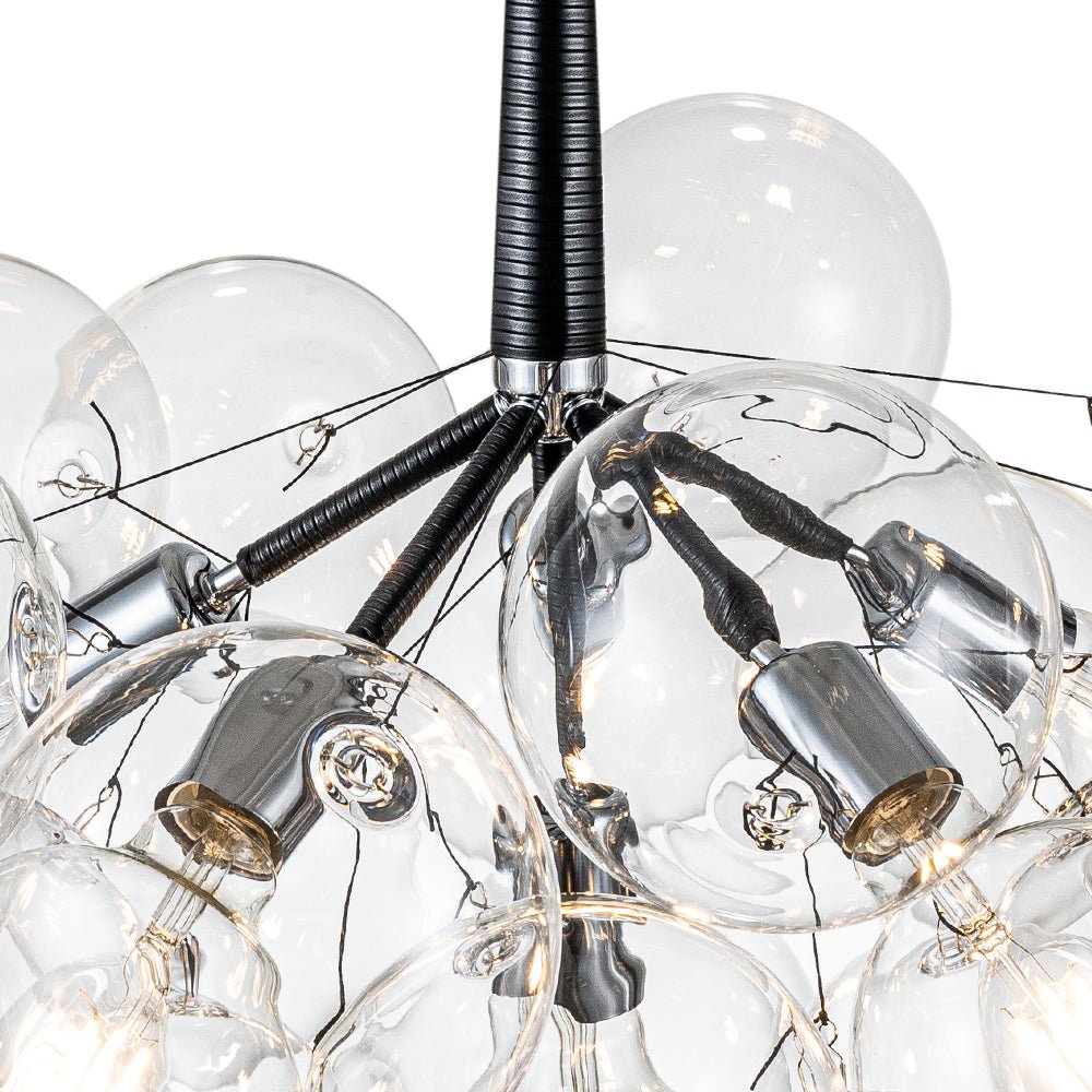 Glazen Bollen Hanglamp Cluster Chroom Wit Zwart 63cm 6 Lichts LED G125 Woonkamer Eetkamer Slaapkamer Entree Bubble Chandelier Verstelbaar | Sansoti