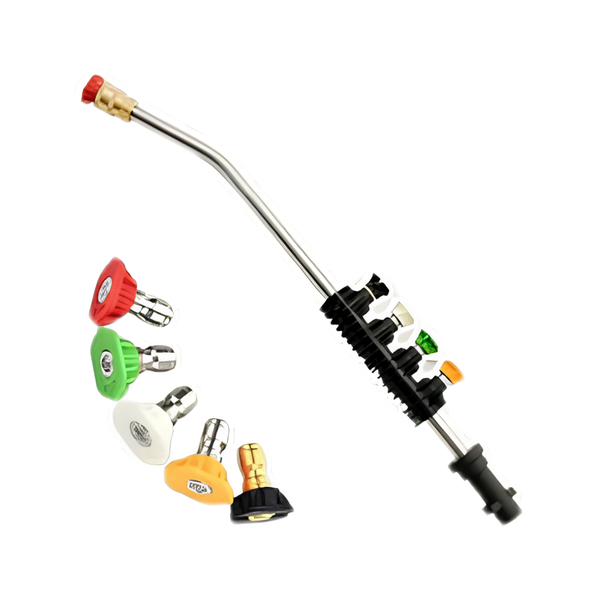 Telescopic Pressure Washer Lance 7.3 m Reach Brass Stainless Steel 4000 PSI with Color-Coded Nozzles | Sansoti