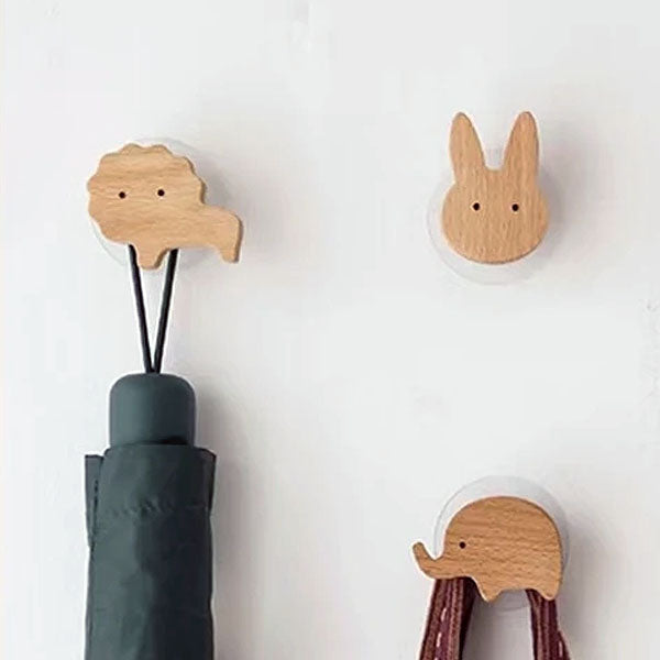 Crochets muraux en bois animaux autocollants, porte-manteaux pour chambre d'enfant, design scandinave, décoration murale | Sansoti