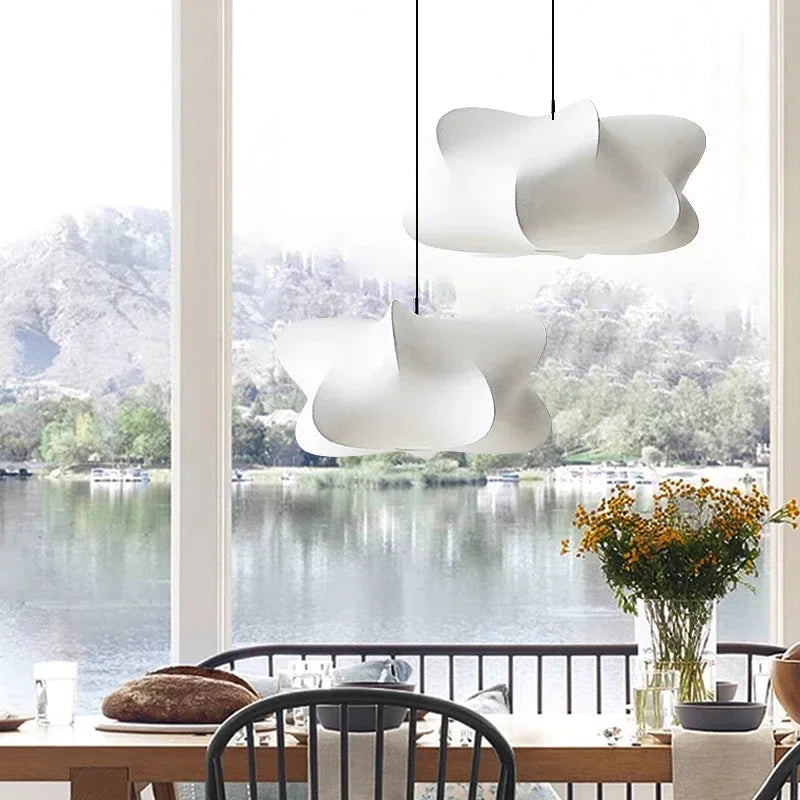 Suspension en soie – style japonais – rose clair ou blanc – lumière blanche chaude – salon et chambre – suspension moderne à l’aspect naturel | Sansoti