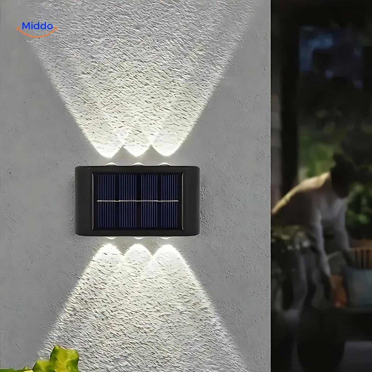 Solar-Powered Double LED Wall Light Waterproof Outdoor Lighting Garden Light Decorative Weather-Resistant Ambient Lighting | Sansoti