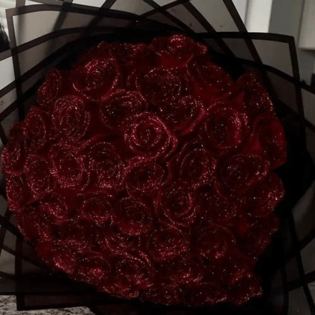 Geconserveerde Rozen met Glitterlaag Giftbox Interieurobject Eeuwigdurende Romantiek Decoratieset 30-50 Stuks | Sansoti