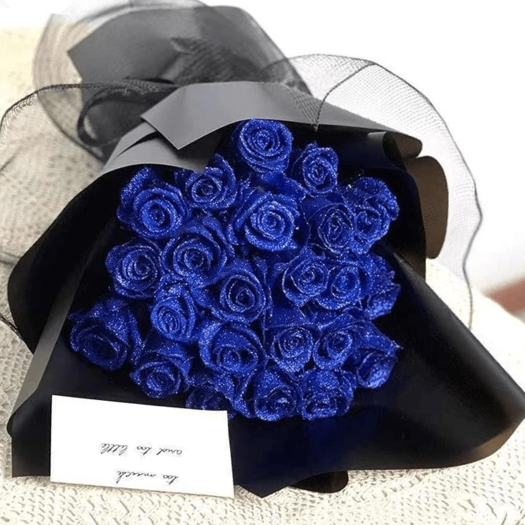 Geconserveerde Rozen met Glitterlaag Giftbox Interieurobject Eeuwigdurende Romantiek Decoratieset 30-50 Stuks | Sansoti