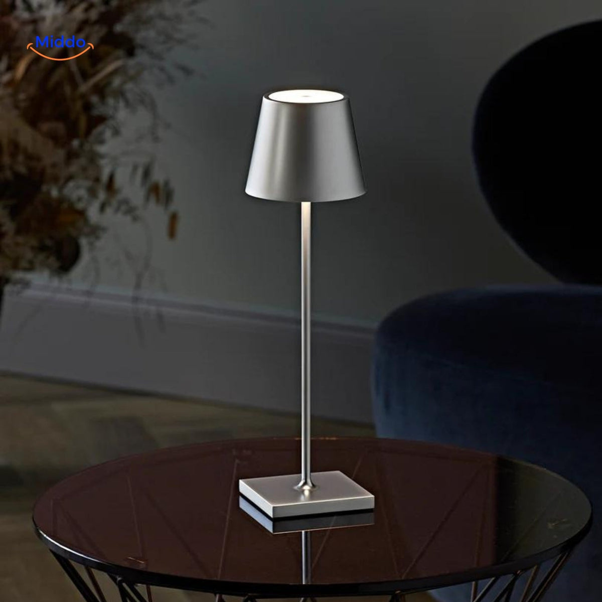 Lámpara LED portátil regulable y recargable por USB-C, IP54, resistente al agua, para mesa, interior, exterior, jardín y terraza | Sansoti