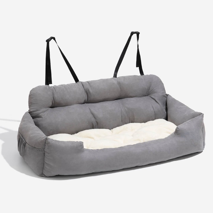 Siège auto arrière pour chien avec ceinture de sécurité, housse lavable et caisse de transport antidérapante pour des trajets sûrs et confortables | Sansoti