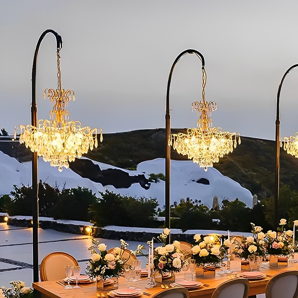 LED Crystal Chandelier Waterproof 12V Low Voltage for Garden Terrace Wedding Party Lighting Gold Clear | Sansoti