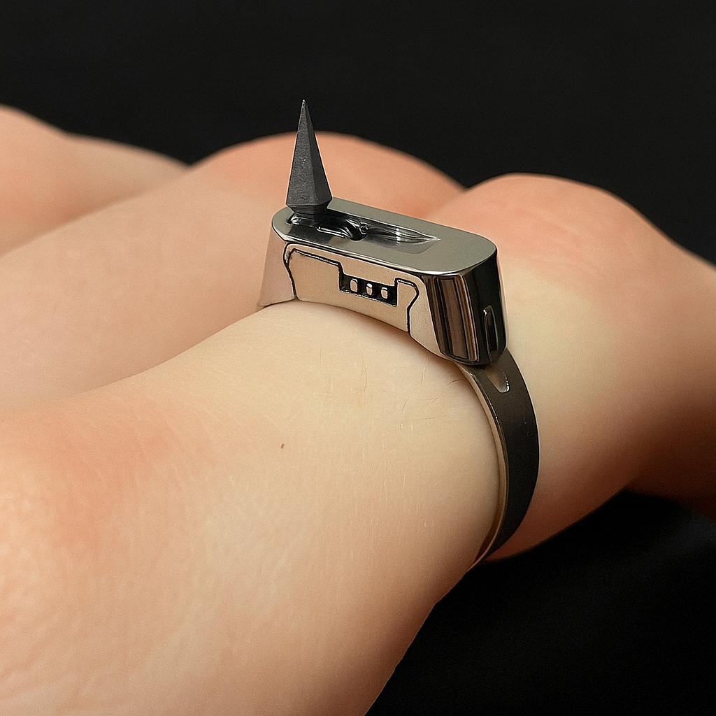 Bague de Défense en Acier Inoxydable avec Couteau Caché – Sécurité Compacte pour Urgences | Sansoti