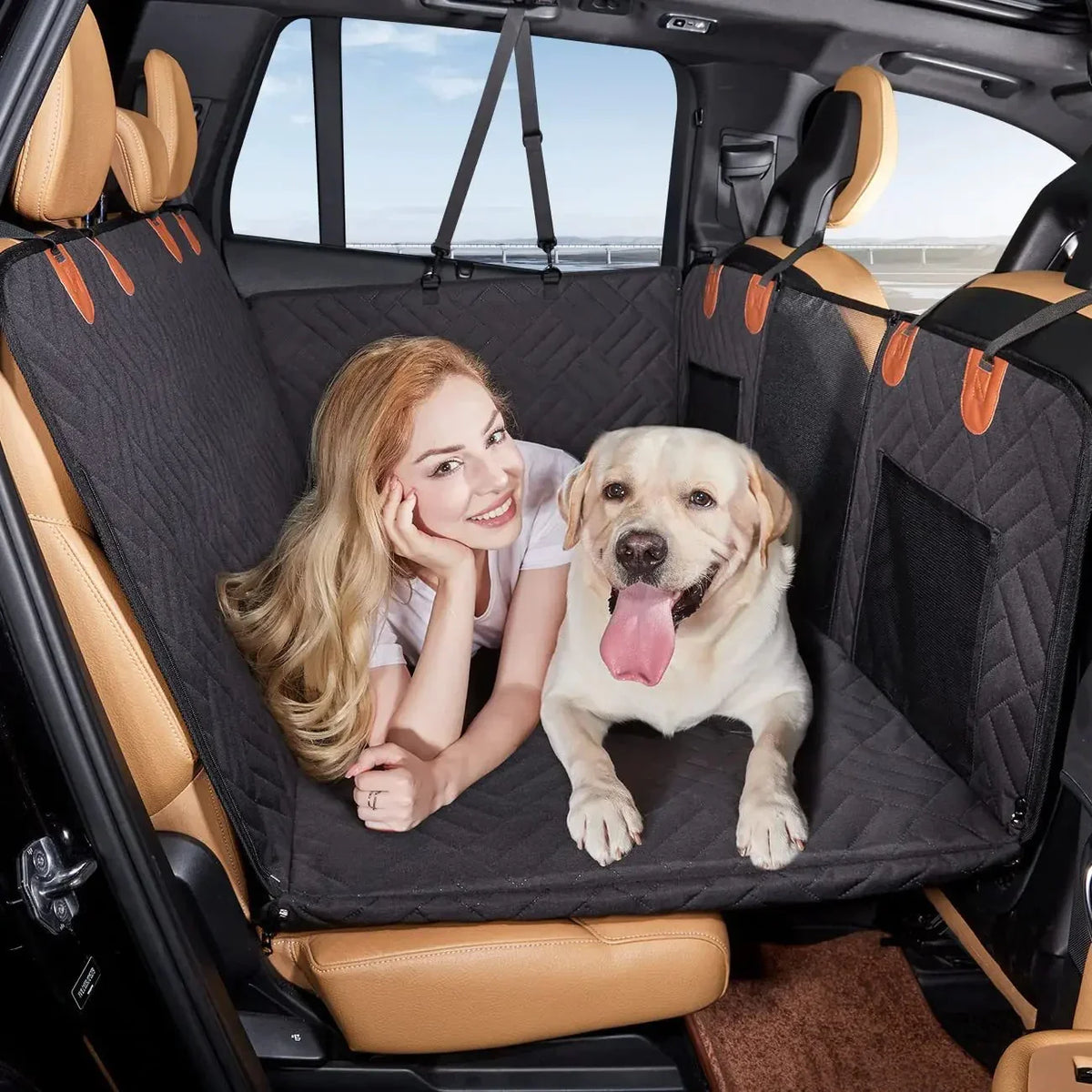 Housse de siège auto pour chiens - Protection imperméable pour banquette arrière avec fixation sécurisée | Sansoti