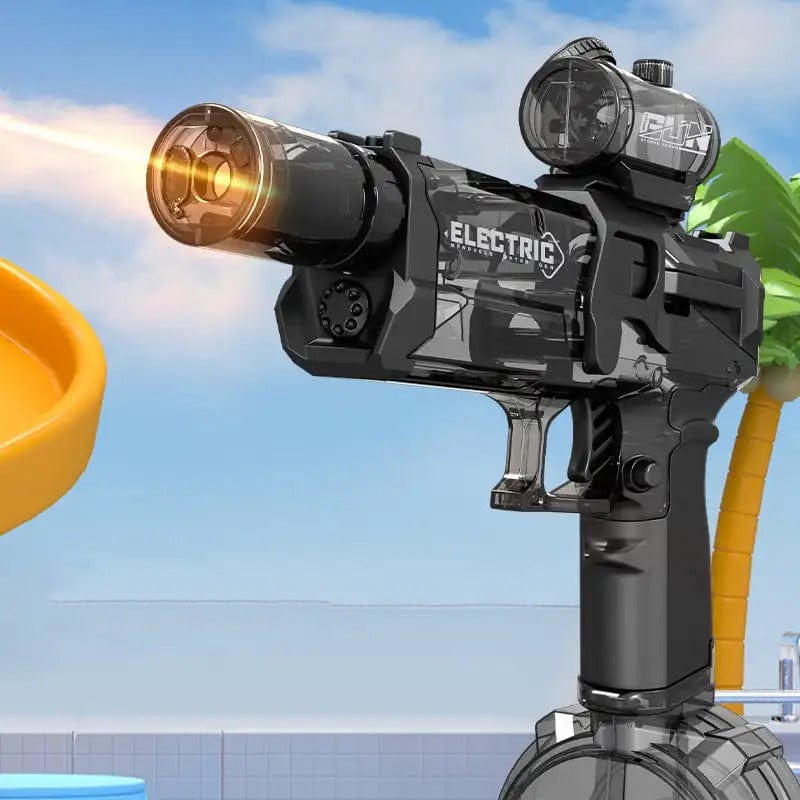 Pistolet à eau électrique bleu et noir avec éclairage LED capacité 500ml pour piscine et plage | Sansoti