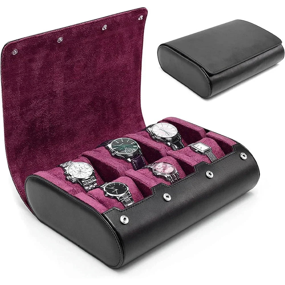 Boîte à montres en cuir avec intérieur en velours, 3 ou 6 compartiments, organiseur de voyage, boîte de rangement et de présentation pour montres | Sansoti